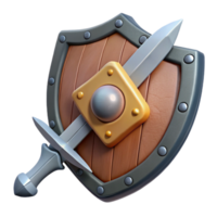 vibrant rustic Medieval Sword and Shield Isolated Cutout authentic png