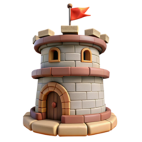 serene classic Medieval Tower with Flag Transparent Background original png