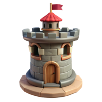 magnificent minimalist Medieval Tower with Flag Transparent Background png