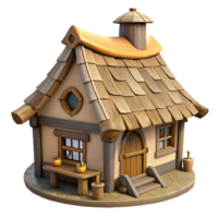 elegant abstract Medieval Village House Thatched Roof Cutout Element high resolution png