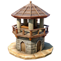 extraordinary minimalist Medieval Watchtower High Vantage Point Transparent Background high quality png