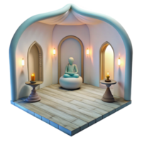 dramatic artistic Meditation Room Empty White Walls Transparent Background png