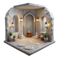 wonderful abstract Meditation Room Empty White Walls Transparent Background high resolution png