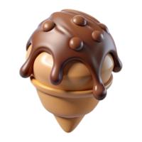 impressive minimalist Melting Ice Cream Cone Dripping Chocolate Transparent Background original png