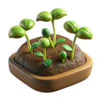 extraordinary artistic Microgreens Growing in Soil Close Up Transparent Background original png