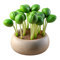 impressive minimalist Microgreens Sprouts Close Up Transparent Background high quality png