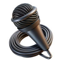 elegant rustic Microphone Cable Coiled Black Isolated Cutout original png