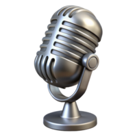 dramatic modern Microphone Retro Style Silver Isolated on Transparent Background premium png