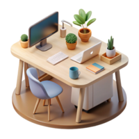 elegant abstract Minimalist Workspace Desk Setup Cutout authentic png