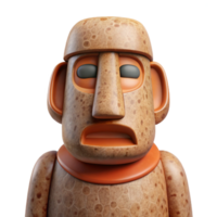 elegant artistic Moai Statue Front View Transparent Background high quality png