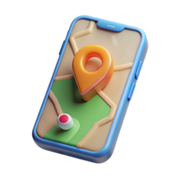 serene artistic Mobile Phone with Map App Isolated professional png