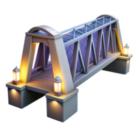 vibrant minimalist Modern Bridge at Night Cutout Element high resolution png