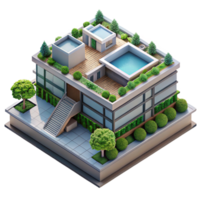 magnificent traditional Modern Building Rooftop Garden Top View Isolated premium png