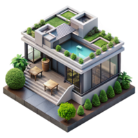 magnificent abstract Modern Building Rooftop Garden Top View Isolated professional png