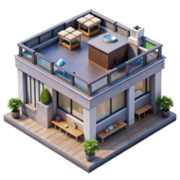 stunning minimalist Modern Building Rooftop Terrace Top View Isolated original png
