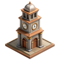 vibrant minimalist Modern Clock Tower High Angle View Isolated detailed png