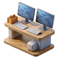 wonderful contemporary Modern Desktop Computer Setup Isolated with Dual Monitors professional png