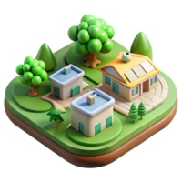impressive modern Modern Eco House 3d Model Isolated Element premium png