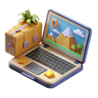 elegant creative Modern Laptop Showing Travel Website Isolated authentic png