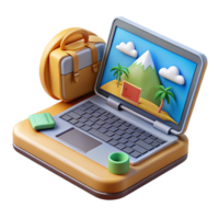 serene modern Modern Laptop Showing Travel Website Isolated premium png
