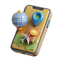 elegant rustic Modern Smartphone Showing Travel App Isolated high resolution png
