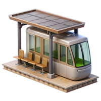 wonderful vintage Modern Tram Stop with Passengers authentic png