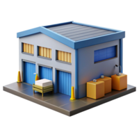 vibrant artistic Modern Warehouse Building with Loading Docks Cutout high resolution png