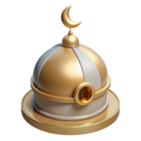 dramatic rustic Mosque Dome with Crescent Moon Cutout on Transparent Background detailed png