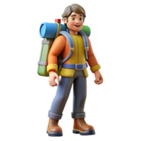 impressive rustic Mountain Climber with Backpack Isolated on Transparent Background authentic png