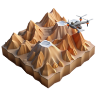 impressive minimalist Mountainous Terrain Aerial View with Drone high quality png