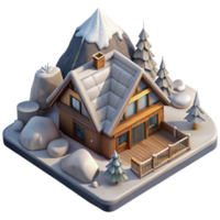 magnificent rustic Mountain Lodge with Snow Aerial View Transparent high resolution png