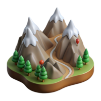 wonderful artistic Mountain Range with Hiking Trail Isolated Element high quality png