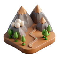 magnificent vintage Mountain Range with Hiking Trail Isolated Element high resolution png