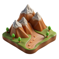 dramatic rustic Mountain Range with Hiking Trail Isolated Element high resolution png