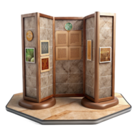 elegant abstract Museum Display Stand Informative Panels Transparent Background high quality png