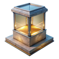 extraordinary minimalist Museum Exhibit Case Lit From Above Transparent Background high resolution png