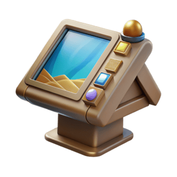 elegante contemporâneo museu Exibir interativo tela sensível ao toque transparente fundo Alto resolução png