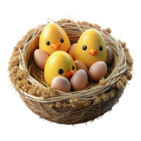 beautiful abstract Nest with Chicks on Transparent Background original png