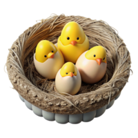 serene abstract Nest with Chicks on Transparent Background genuine png