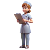elegant classic Nurse with Clipboard Side View Transparent Background original png