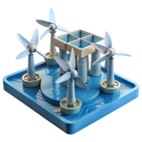 serene vintage Ocean Current Turbine Array Layout Illustration Isolated detailed png