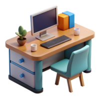 extraordinary rustic Office Desk with Computer Transparent Background original png