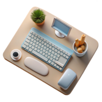 impressive minimalist Office Desk with Keyboard and Mouse Top View Cutout Element original png