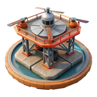 serene classic Offshore Platform Helipad Top View Transparent Background authentic png