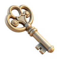 vibrant artistic Old Fashioned Key with Intricate Design Transparent Background high quality png