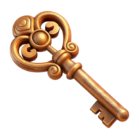 vibrant rustic Old Key with Ornate Design Isolated premium png