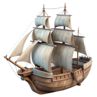 beautiful artistic Old Sailing Ship with Sails Unfurled Transparent Background exclusive png