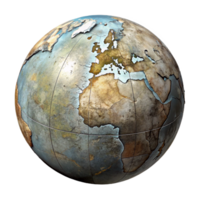 serene rustic Old World Globe Detailed Cartography Cutout high quality png