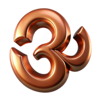 vibrant creative Om Symbol Copper Metallic with Transparent Background high resolution png