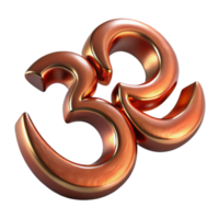 magnificent modern Om Symbol Copper Metallic with Transparent Background authentic png